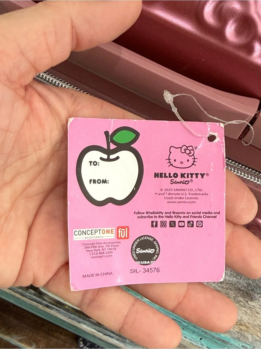 NWT FŪL Hello Kitty 13” Metallic Pink Hardshell Suitcase w/Logo Design